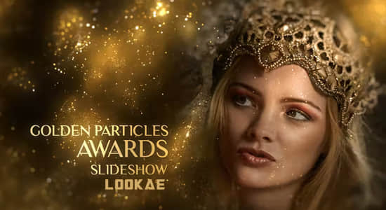 AE模板-金色华丽悬浮发光粒子背景颁奖典礼包装片头 Golden Particles Awards Slideshow-精品资源站