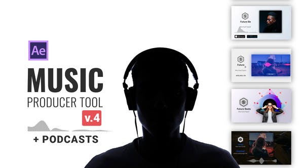 AE模板-漂亮简洁音频可视化APP音乐商店图文展示宣传介绍包装 Audio Visualization/Music Producer Tool-精品资源站