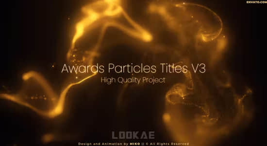 AE模板-金色唯美漂亮抽象粒子背景文字标题开场片头Awards Particles Titles V3-精品资源站
