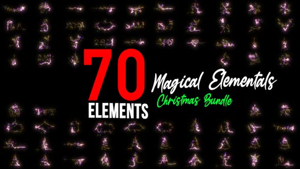 4K视频素材-70个圣诞节日魔法粒子图形动画 Magical Elementals-精品资源站