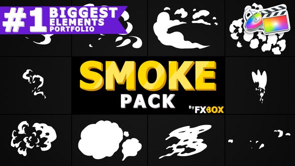 FCPX插件-10种卡通手绘烟雾MG动画元素 2d FX SMOKE Elements+音效-精品资源站