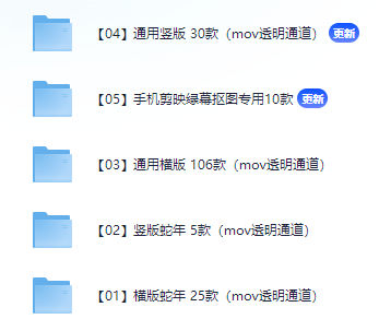 2025蛇年拜年横竖版边框MOV带Alpha通道绿幕免扣视频素材