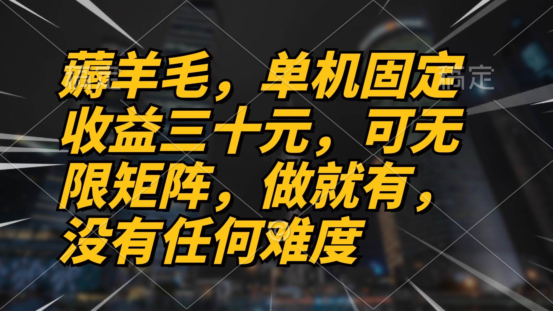 （13162期）薅羊毛项目，单机三十元，做就有，可无限矩阵 无任何难度-精品资源站