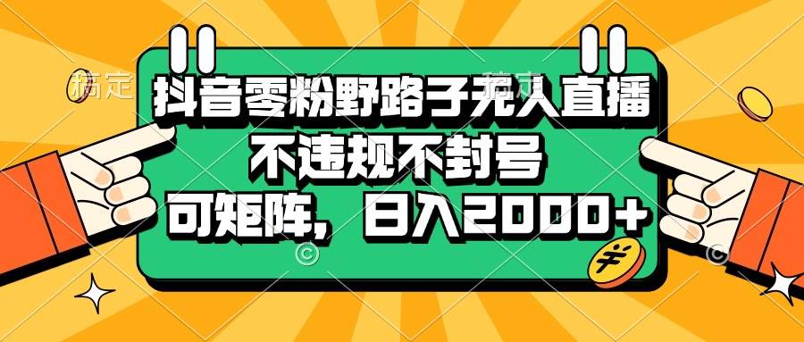 （13336期）抖音零粉野路子无人直播，不违规不封号，可矩阵，日入2000+-精品资源站