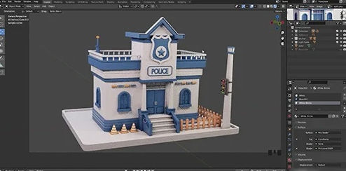 Blender低多边形警察局3D建模教程 Udemy – Blender 3D Modeling Create a Low-Poly Police Building-精品资源站