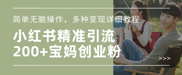 小红书混剪日引200+宝妈创业粉，简单无脑操作，多种变现详细教程-精品资源站
