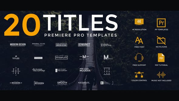Premiere预设-20个现代简洁文字标题排版设计动画 Modern Clean Titles-精品资源站