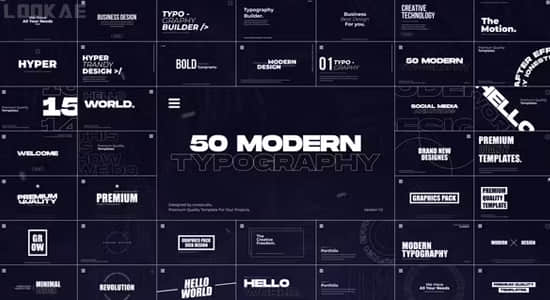 50组现代创意文字标题排版设计组合动画AE/PR模板 Modern Titles-精品资源站