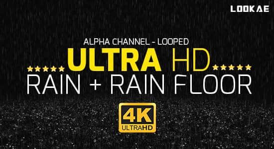 4K视频素材-真实下雨特效循环动画 包含雨声 有Alpha透明通道 Rain-精品资源站