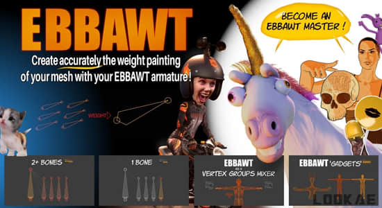 Blender插件-角色绑定自动刷权重高级工具 EBBAWT V1.0 – Accurate Weight Painting With Armature-精品资源站