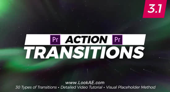 PR模板-30个弹跳旋转平移滚动模糊转场预设 Action Transitions + 使用教程-精品资源站