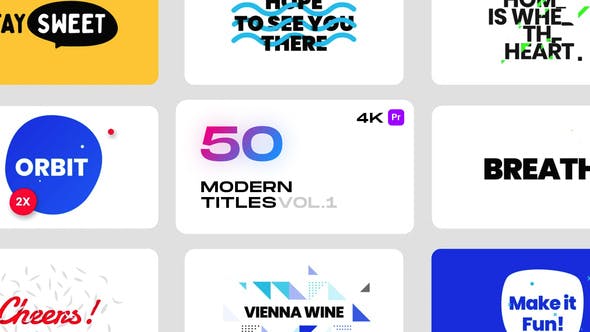PR模板-50个现代时尚精美文字标题动画 Modern Titles Vol.1 for Premiere Pro-精品资源站
