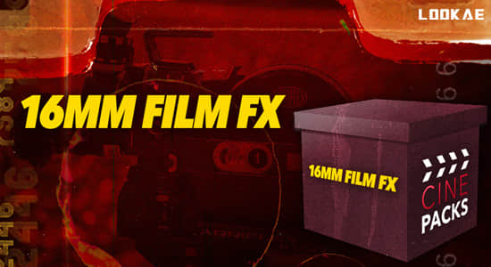 4K视频素材-16毫米电影胶片颗粒灼烧刮痕纹理闪烁动画 16mm Film FX-精品资源站
