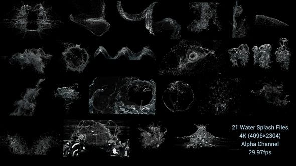 4K视频素材-第二季 21组水花流体飞溅液体波浪水滴瀑布喷洒动画 有透明通道-精品资源站