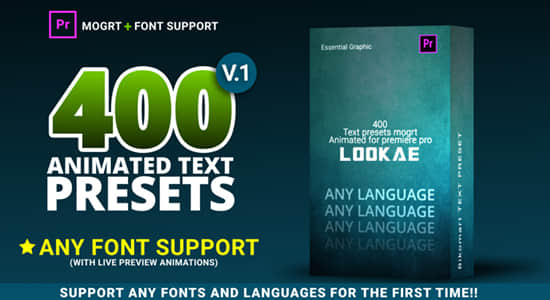 PR预设-400个旋转缩放间隔缓入缓出文字动画预设 400 Text Preset For Premiere Pro-精品资源站