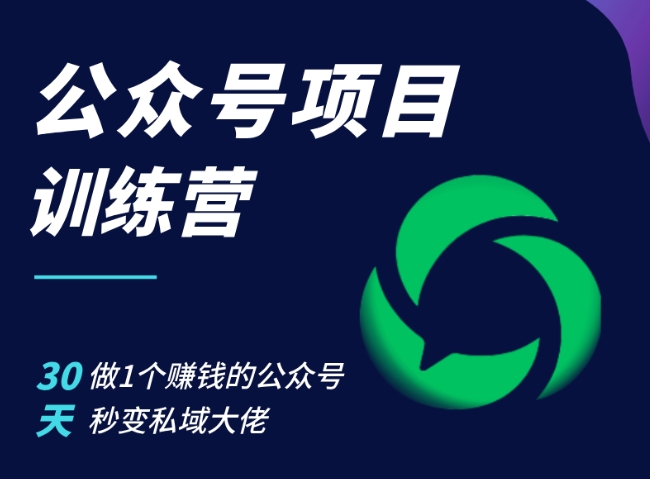 公众号项目训练营，30天做1个赚钱的公众号，秒变私域大佬-精品资源站