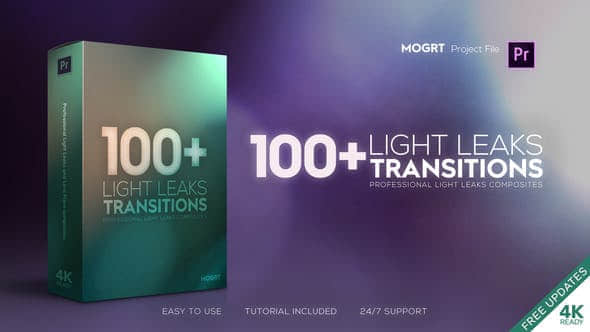 Pr预设-101种漂亮炫光视频转场动画Light Leaks Transitions MOGRT-精品资源站