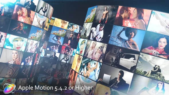 Apple Motion模板-多画面三维照片墙动画展示片头 MultiScreen Studio V3-精品资源站