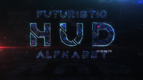 AE模板-未来科技感HUD英文字母数字预设动画 Futuristic HUD Alphabet-精品资源站