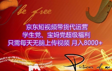 京东短视频带货代运营，学生党、宝妈党超级福利，只需每天无脑上传视频，月入8000+【仅揭秘】-精品资源站