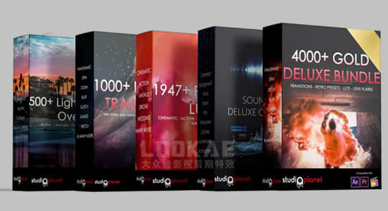 4000组超值豪华包转场模板插件LUTS调色预设音效炫光VHS特效视频叠加素材 4000+ Gold Deluxe Bundle Collection-精品资源站