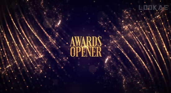 金色粒子颁奖典礼文字标题开场片头动画AE模板 Awards Opener-精品资源站