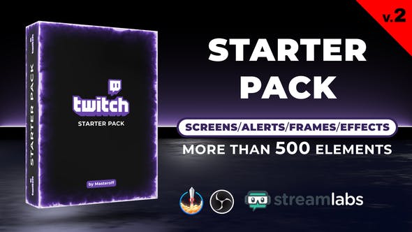AE模板-游戏竞技美妆博主网络直播边框背景特效动画 Twitch Starter Pack-精品资源站