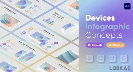 AE模板-70个手机平板电脑手表电子设备信息图表场景介绍展示动画 Device Infographics-精品资源站