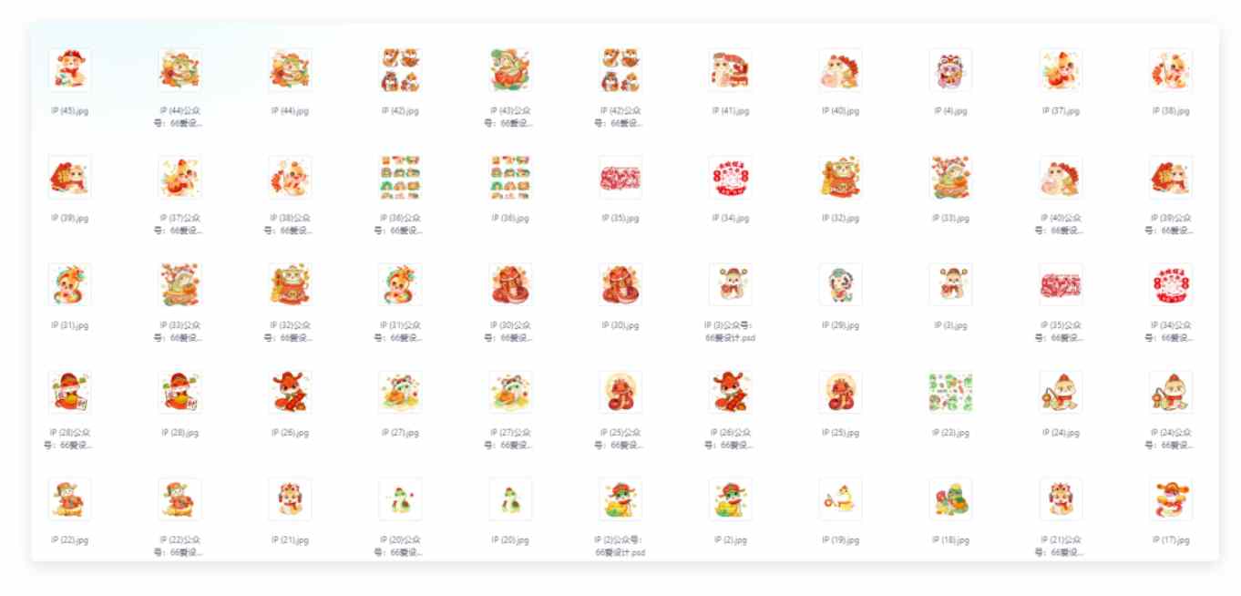 2025蛇年元素IP形象PS模版卡通插画图案表情包吉祥物设计素材50款
