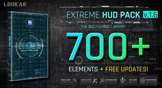 AE模板-700组信息图形HUD界面元素动画包 Extreme HUD Pack V1.6-精品资源站