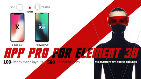 AE模板： iPhoneX华为P20手机APP介绍E3D三维片头 App Pro for Element 3D-精品资源站