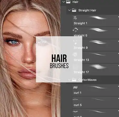 Hair Brushes稀缺逼真头发发丝PS笔刷!让你告别扣头发