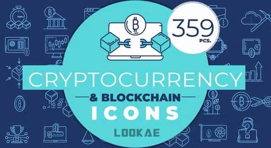 359个金融线条图标动画PR模板 Cryptocurrency & Blockchain Icons-精品资源站