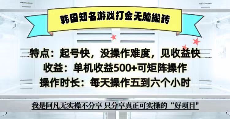 全网首发海外知名游戏打金无脑搬砖单机收益500+ 即做！即赚！当天见收益！-精品资源站