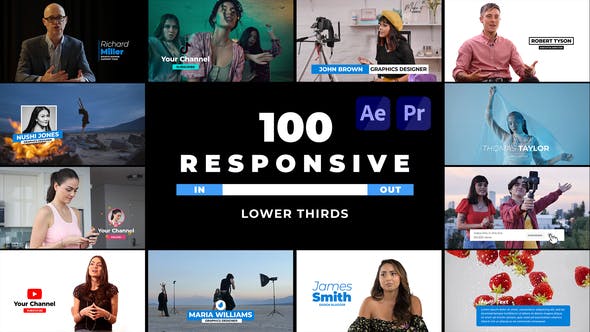 AE/PR模板-100个响应式字幕条标题动画 Responsive Lower Thirds-精品资源站