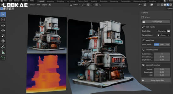 Blender插件-将深度图和图像转换为3D模型 zForm V1.0.4-精品资源站
