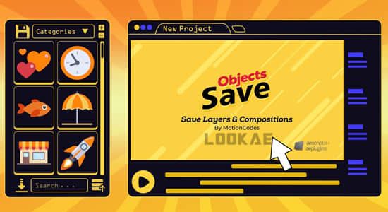AE脚本-通过实时预览保存合成图层和属性 Save Objects V2.2.1-精品资源站