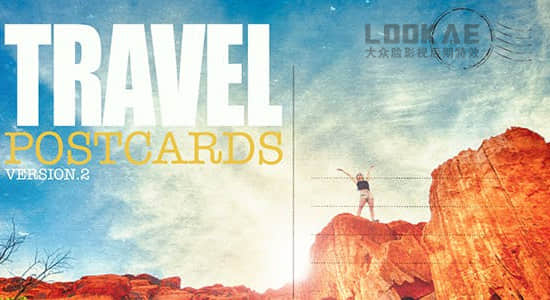 AE模板-旅行游记vlgo日常照片相册明信片风格展示 Travel Postcard v2-精品资源站