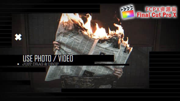 FCPX插件+Motion模板 – 信号干扰闪烁图文展示片头Abstract Fashion Opener-精品资源站