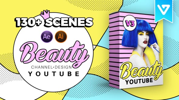 AE脚本-130组时尚流行美妆视频社交包装宣传动画 Beauty YTB Design Pack V3-精品资源站