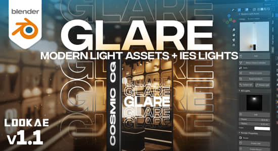 Blender插件-现代室内灯具灯光效果工具 Glare V1.1 – Modern Light Asset + Ies Light-精品资源站