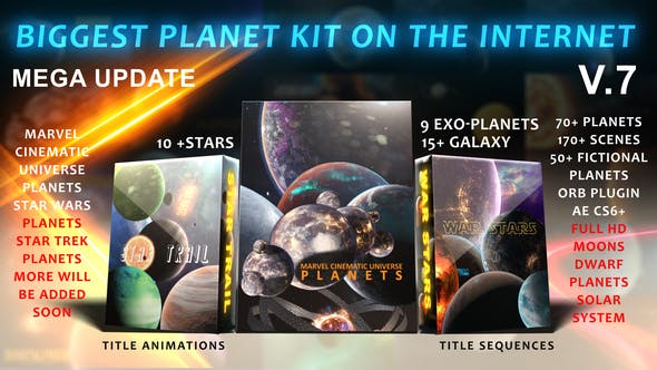 AE模板-浩瀚宇宙太空星云银河太阳系星球行星三维动画 Biggest Solar System Kit On The Internet V.7-精品资源站