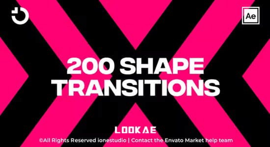 AE模板-200种简单彩色MG图形遮罩转场过渡动画 Shape Transitions-精品资源站