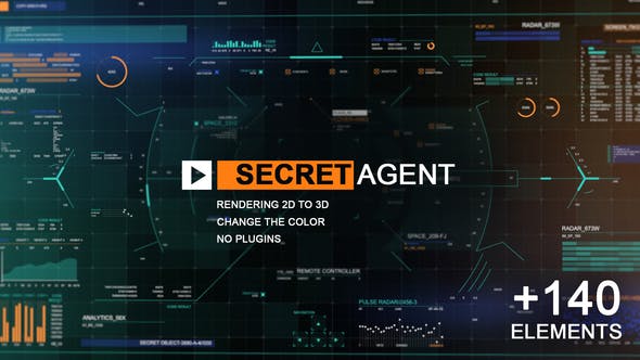 AE模板-140种HUD科技军事间谍UI图表界面元素动画 Secret agent-精品资源站