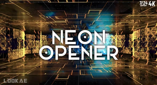 未来数字科技图形空间穿梭图文介绍展示动画AE模板 Neon Opener-精品资源站