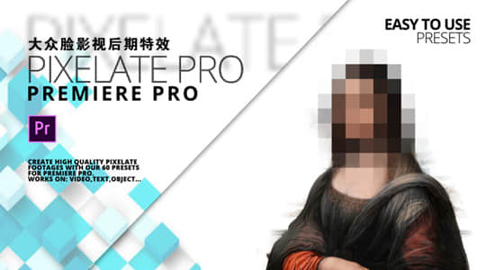 Premiere预设-100种马赛克像素化打码视觉特效 Pixelate Pro-精品资源站