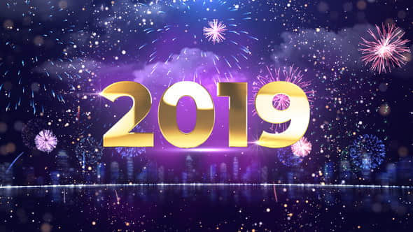 AE模板：豪华金色绚丽粒子时钟2019新年倒计时片头 New Year Countdown-精品资源站