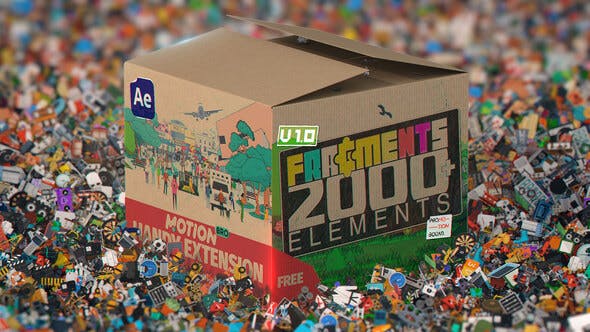 AE脚本-2000个二维卡通人物场景MG动画预设包 Fragments Animated 2D Elements-精品资源站