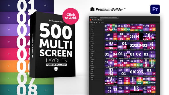 PR脚本-500个多画面网格组合动态视频分屏特效展示 Multi Screen Layouts Pack-精品资源站