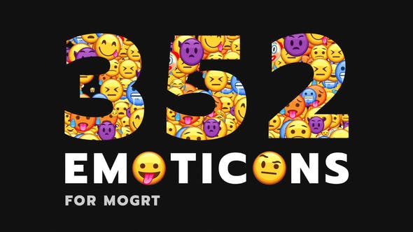 PR模板/AE模板-352个社交聊天可爱Emojis表情动画包 Emoticon – Animated Emojis Pack-精品资源站